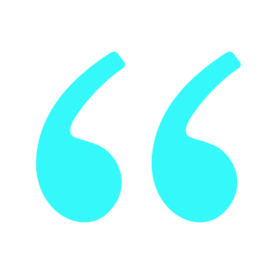Blue quote symbols on dark backdrop